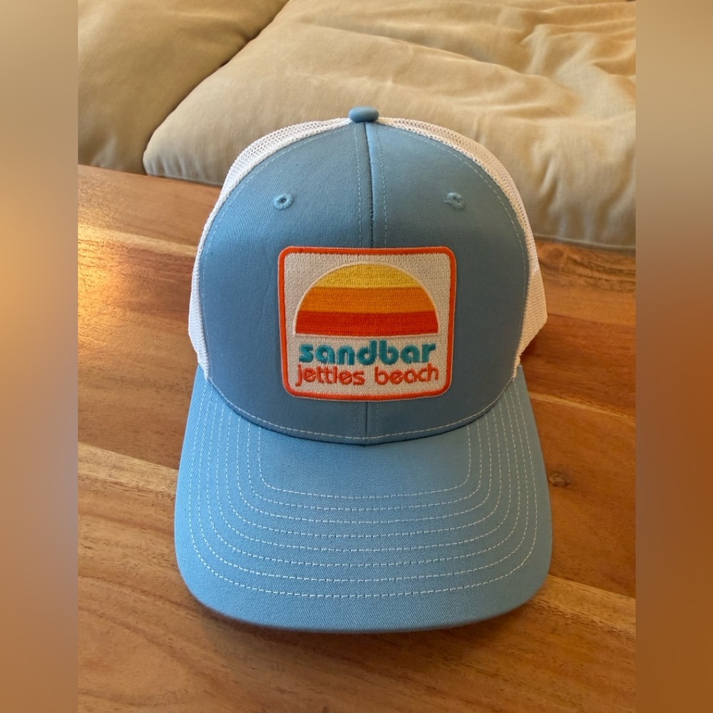 Blue and White Sandbar Jetties Beach Cap